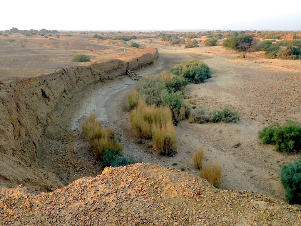 Vestiges of a desert watercourse near Jaisalmer